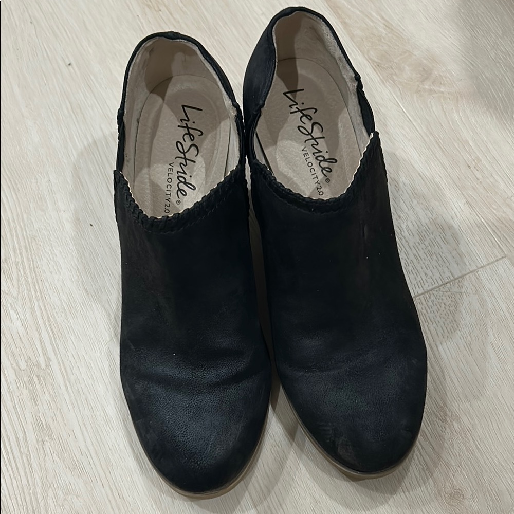 Life Stride Black Ankle Booties with Slip-On Design